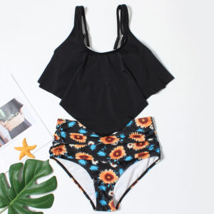Sun-Kissed Bloom High-Waisted Ruffle Bikini Set
