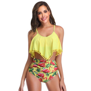 Sunshine Flamingo High-Waisted Bikini Set