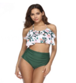 Tropical Blossom Spaghetti Strap Bikini Set