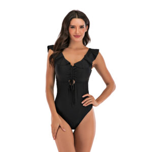 Black Elegance Ruffle One-Piece Swimsuit